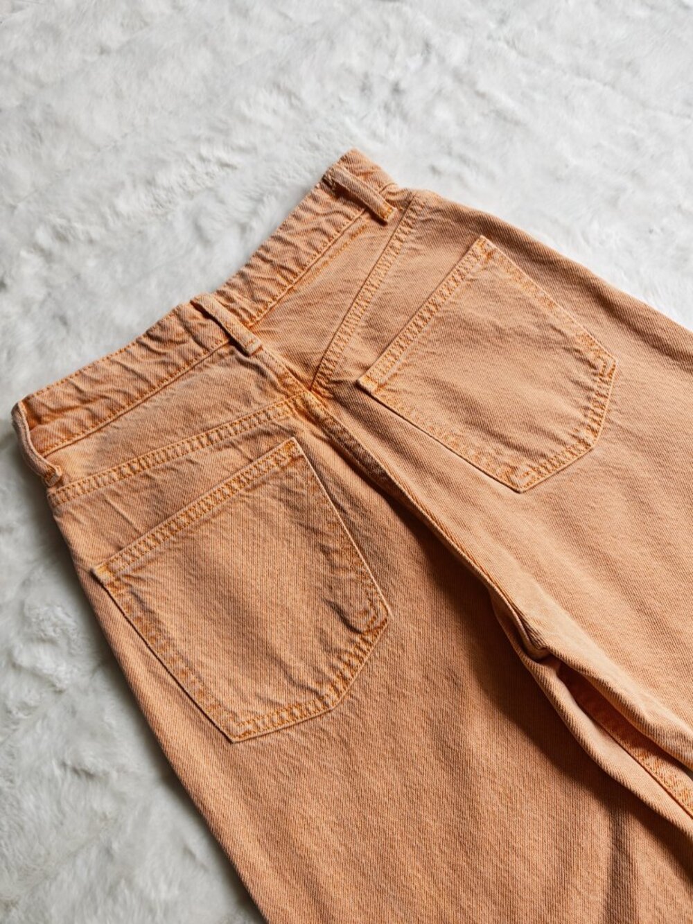 Zara Peach Wide Leg Jeans Size 2 High Rise Raw Hem Cropped Denim Pants Trendy - Picture 15 of 15